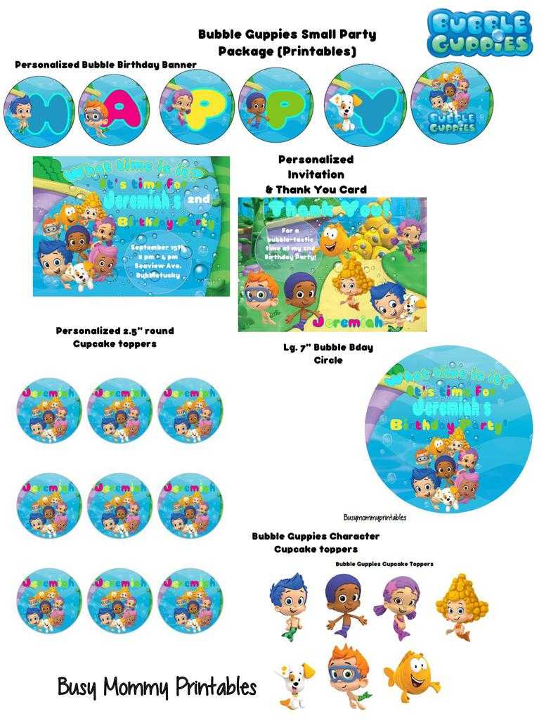 Bubble Guppies Party Package/ Bubble Guppies Birthday/ Personalized/digital  Download With Regard To Bubble Guppies Birthday Banner Template
