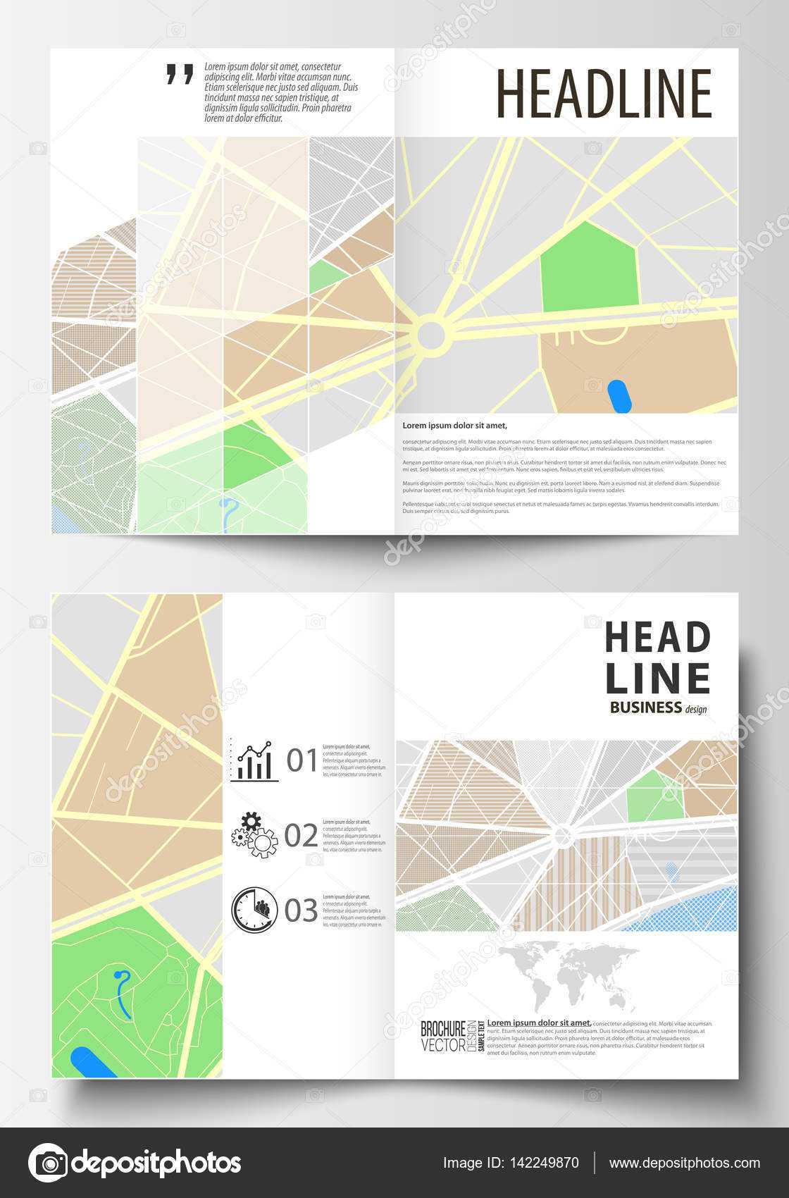 Business Templates For Bi Fold Brochure, Magazine, Flyer Or Pertaining To Blank City Map Template