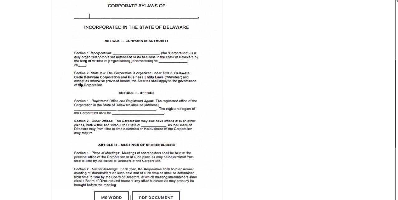 Bylaws Template Word – Calep.midnightpig.co Throughout Corporate Bylaws Template Word