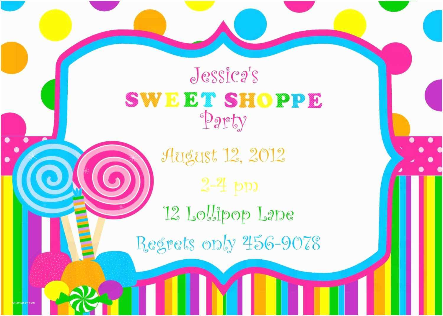 Candyland Birthday Invitations Printable Sweet Shoppe Invite Regarding Blank Candyland Template