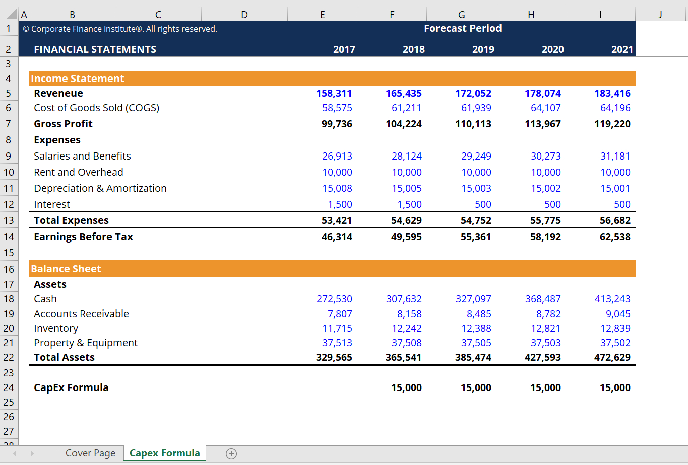 Capital Expenditure (Capex) Excel Calculator – Cfi Marketplace Intended For Capital Expenditure Report Template