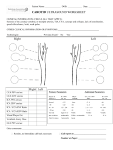Carotid Ultrasound Worksheet - Fill Online, Printable for Carotid