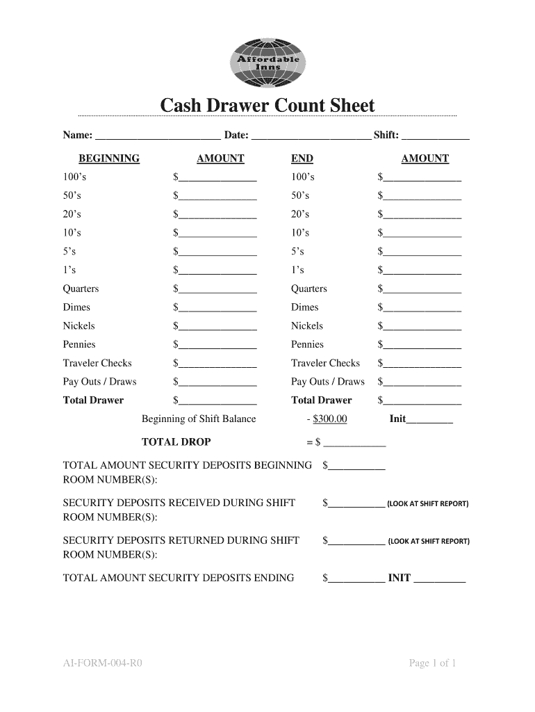 Cash Drawer Count Sheet – Fill Out And Sign Printable Pdf Template | Signnow Intended For End Of Day Cash Register Report Template