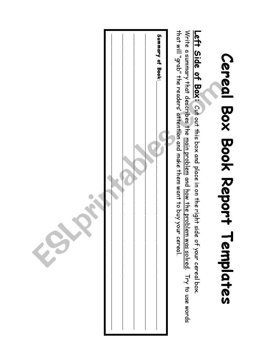 Cereal Box Book Report – Esl Worksheetalmodlin Regarding Cereal Box Book Report Template