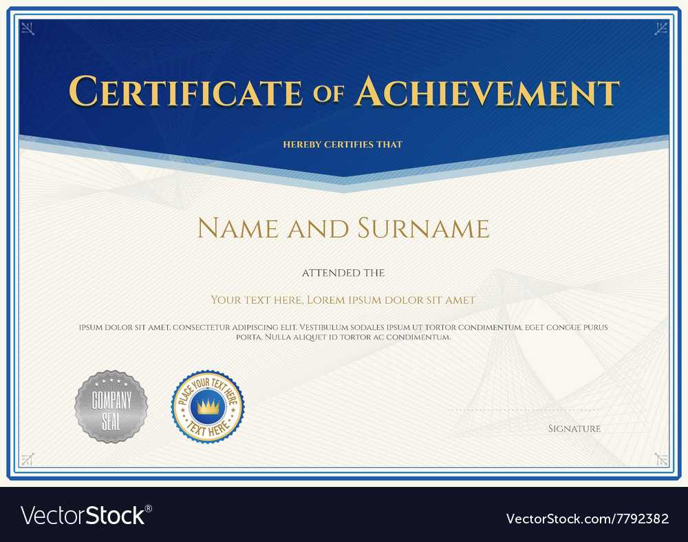 Certificate Achievement Template Blue Theme With Regard To Blank Certificate Of Achievement Template