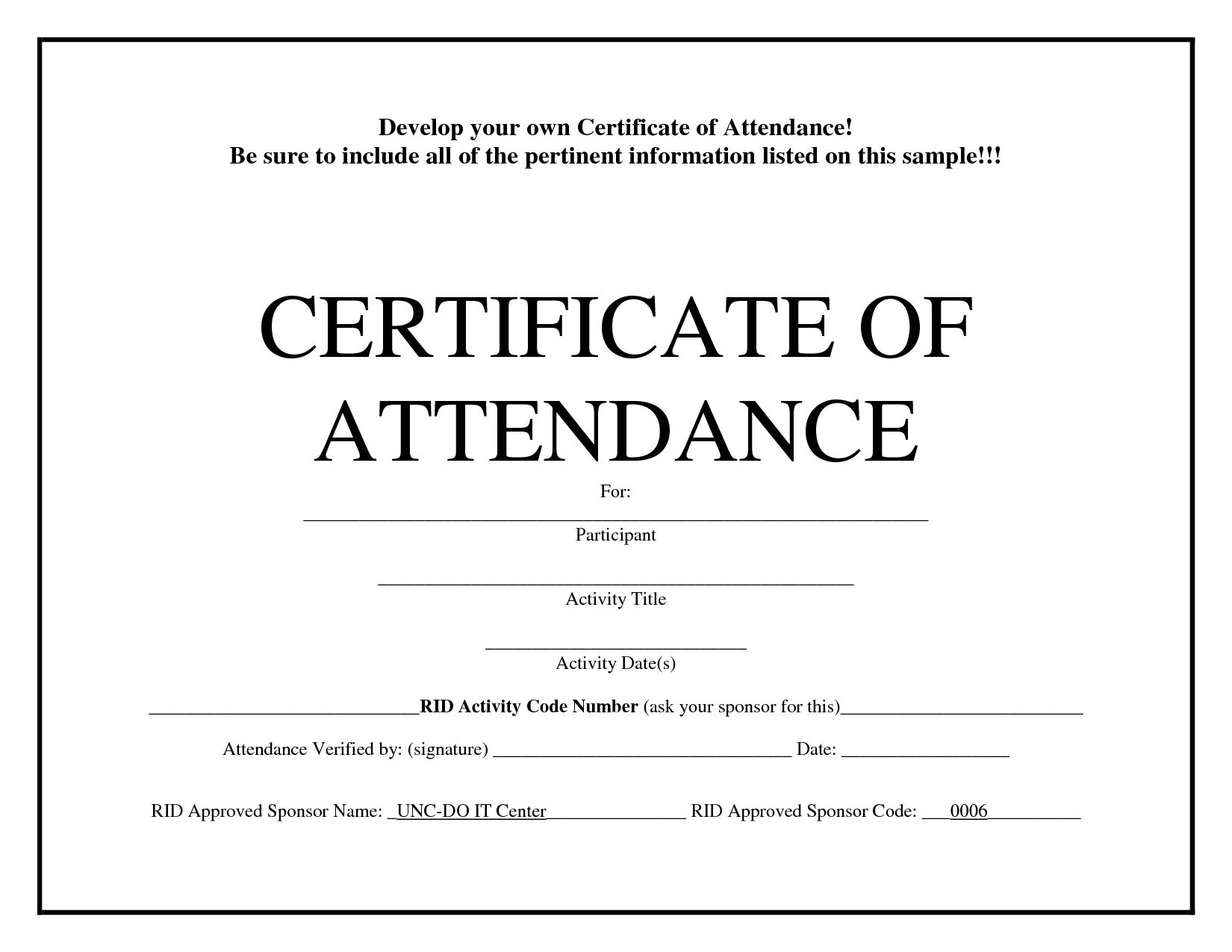Certificate Of Attendance Template Word Free – Calep For Training Certificate Template Word Format