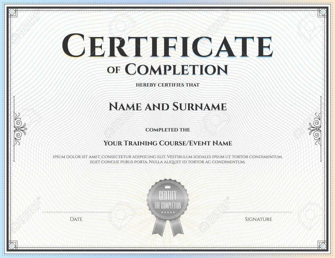 Certificate Of Completion Template For Achievement Graduation.. Regarding Blank Certificate Of Achievement Template