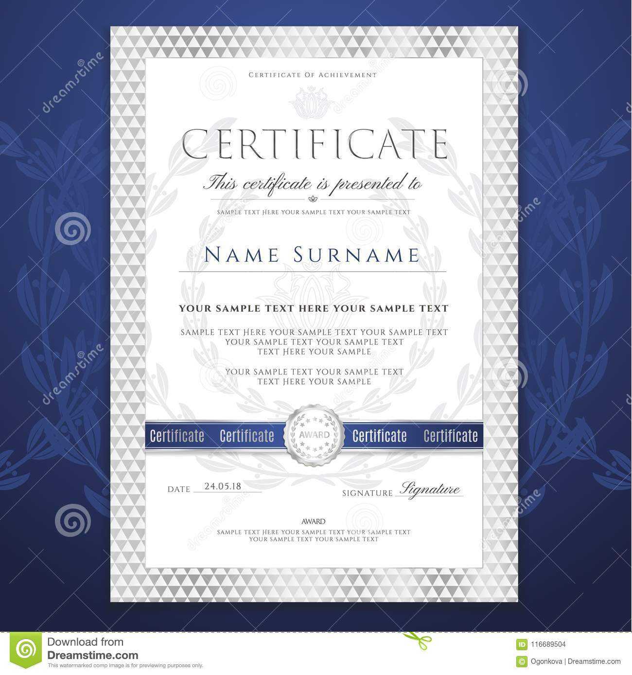 Certificate Template. Printable / Editable Design For Inside Blank Certificate Of Achievement Template