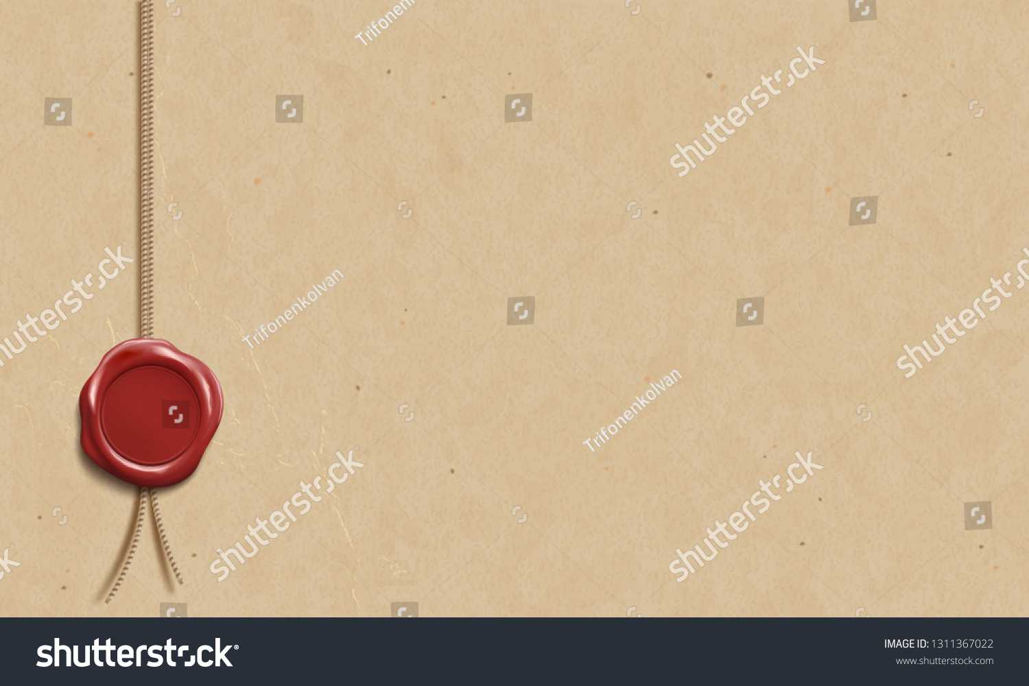 Certificate Template Wax Seal Blank Manuscript Stock Vector Within Blank Seal Template