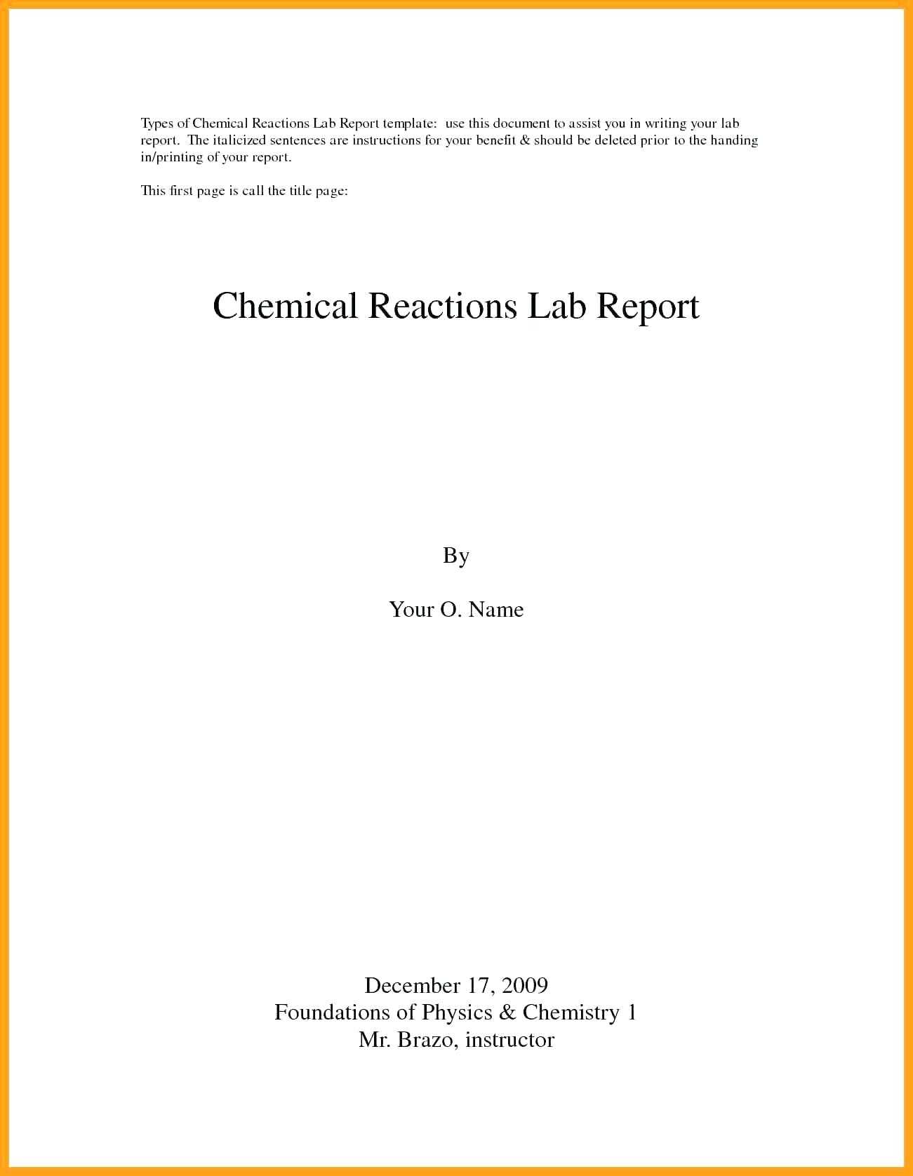 Chemistry Lab Report Template Word – Heartwork Within Lab Report Template Word