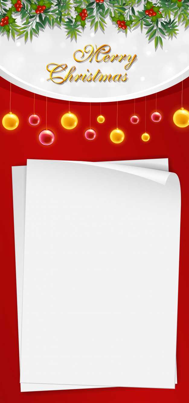 Christmas Card Template With Blank Paper And Mistletoes Regarding Blank Christmas Card Templates Free