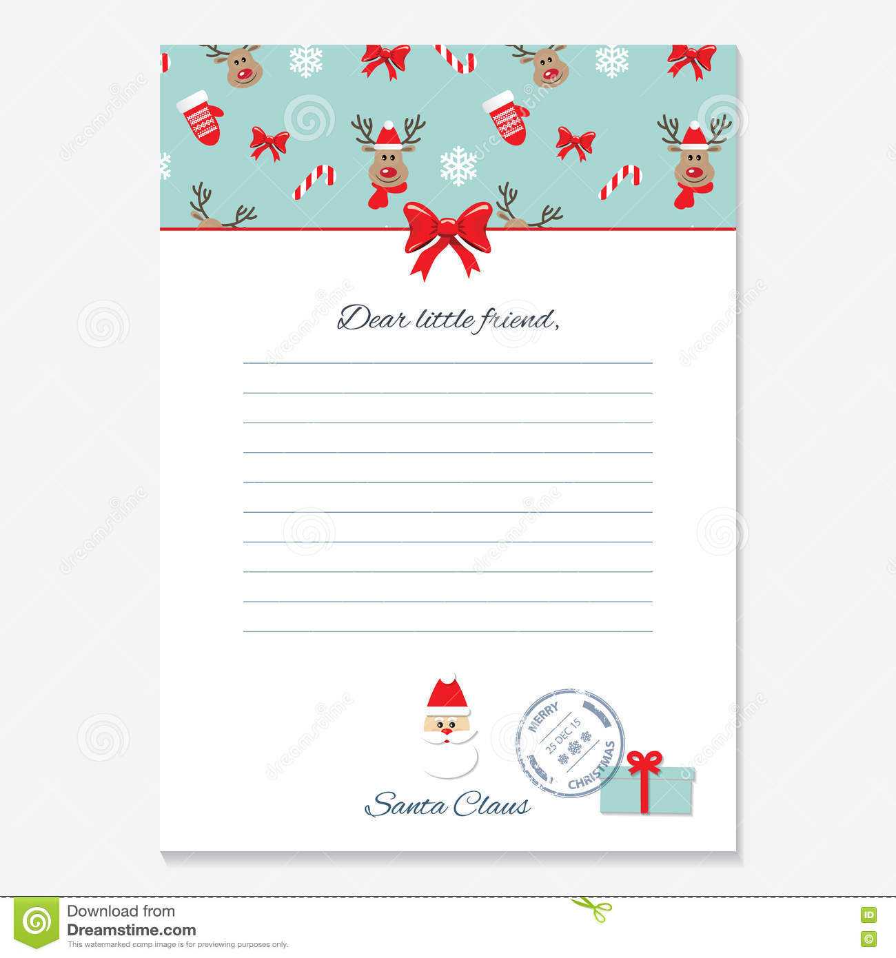 Christmas Letter From Santa Claus Template. Stock In Blank Letter From Santa Template