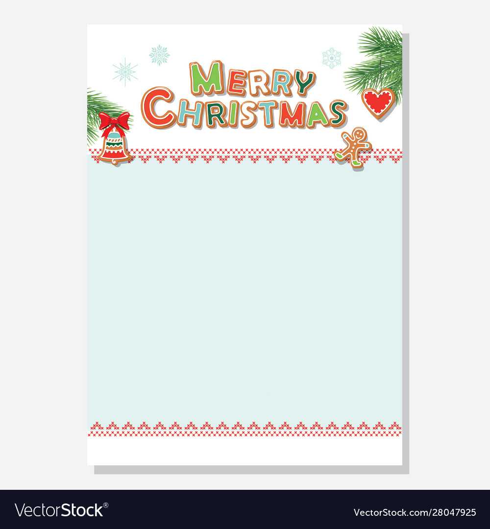 Christmas Santa Letter Blank Template A4 Decorated For Blank Letter From Santa Template