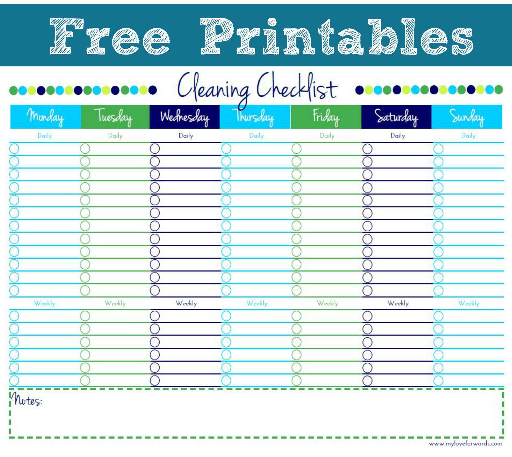 Cleaning List Template Free - Calep.midnightpig.co Inside Blank Cleaning Schedule Template