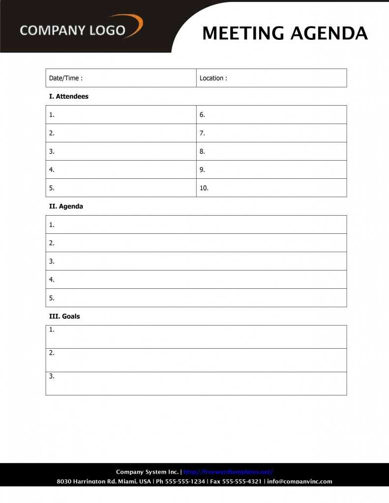 Clever Business Meeting Agenda Template Sample With Company With Regard To Agenda Template Word 2010