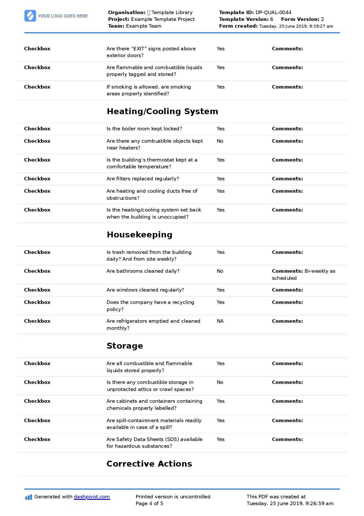 Commercial Property Inspection Checklist Template (Use It With Regard To Commercial Property Inspection Report Template