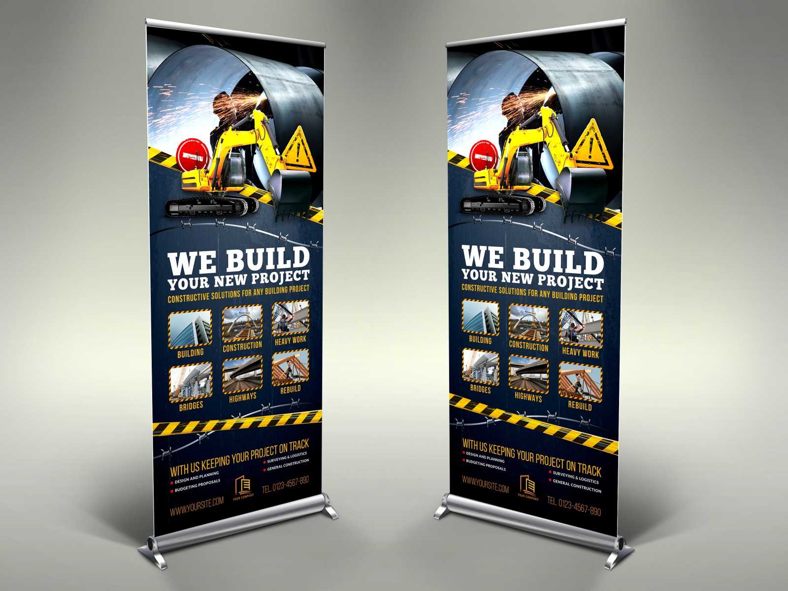 Construction Business Signage Rollup Banner Template For Product Banner Template
