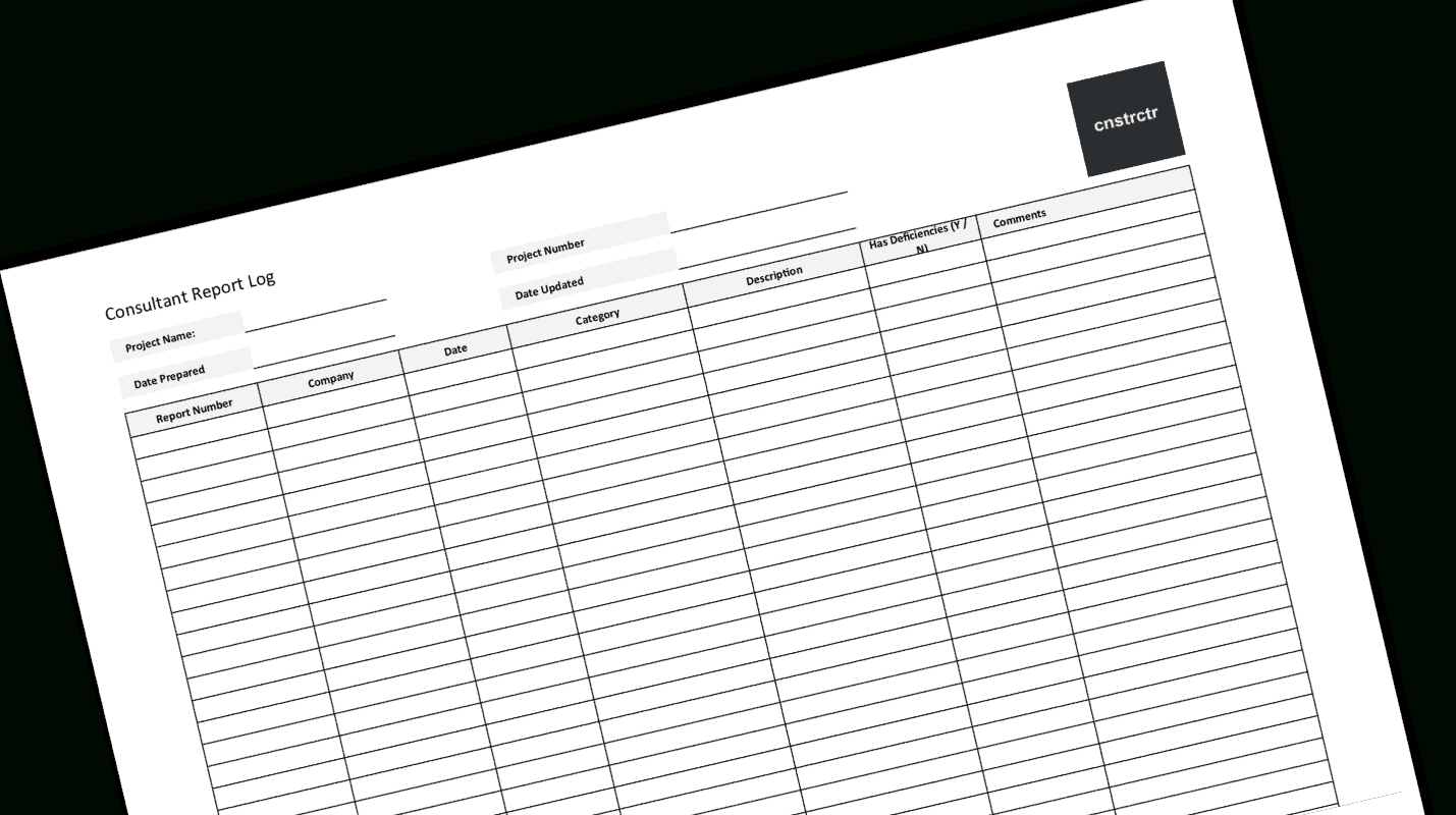 Construction Deficiency Log And Punch List Template Intended For Construction Deficiency Report Template