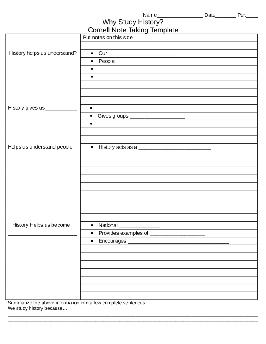 Cornell Note Taking Template – Edit, Fill, Sign Online With Note Taking Template Word