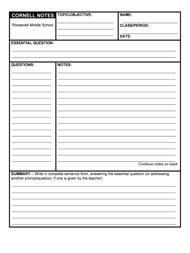 Cornell Notes Template – Fill Online, Printable, Fillable Pertaining To Cornell Note Template Word