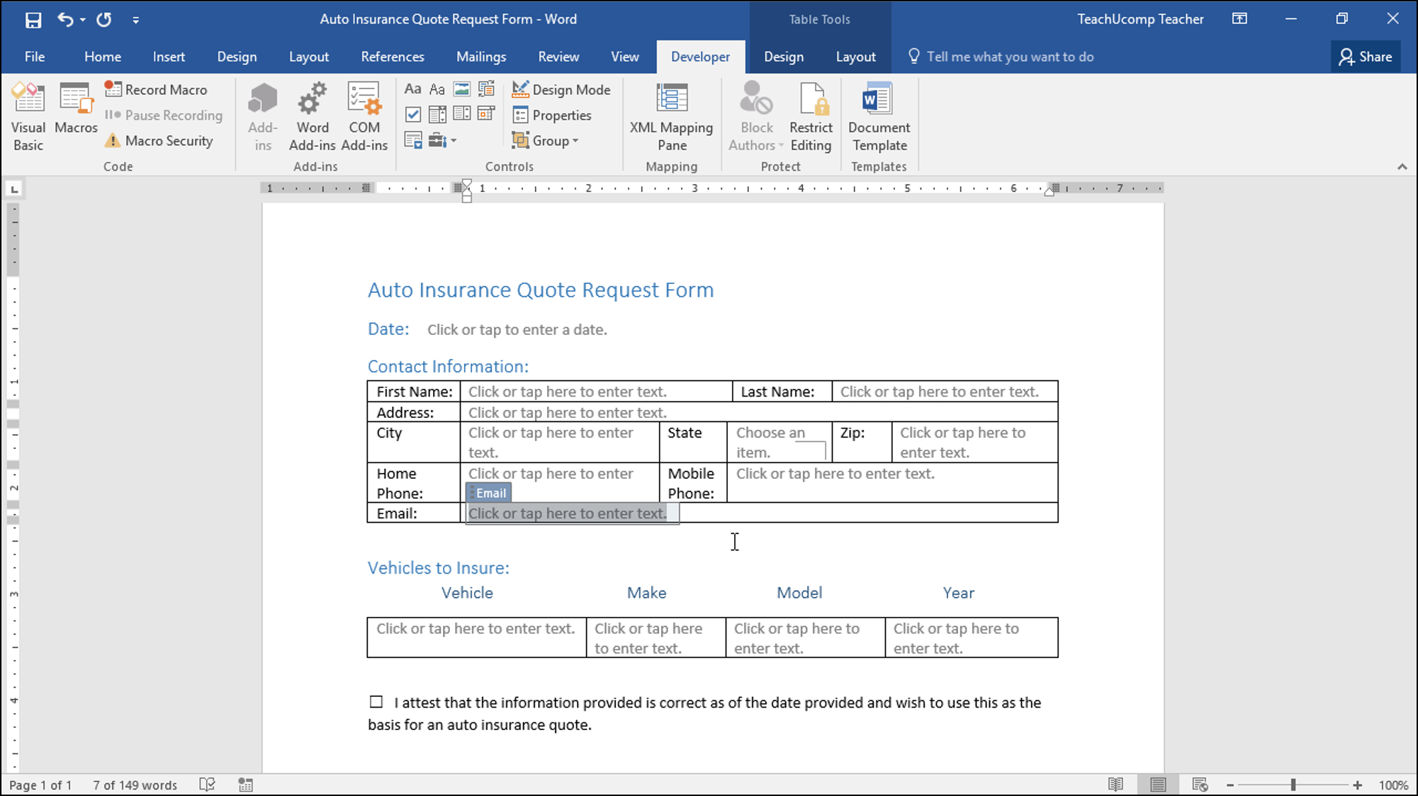 Create A Form In Word  Instructions And Video Lesson With Regard To Word Macro Enabled Template