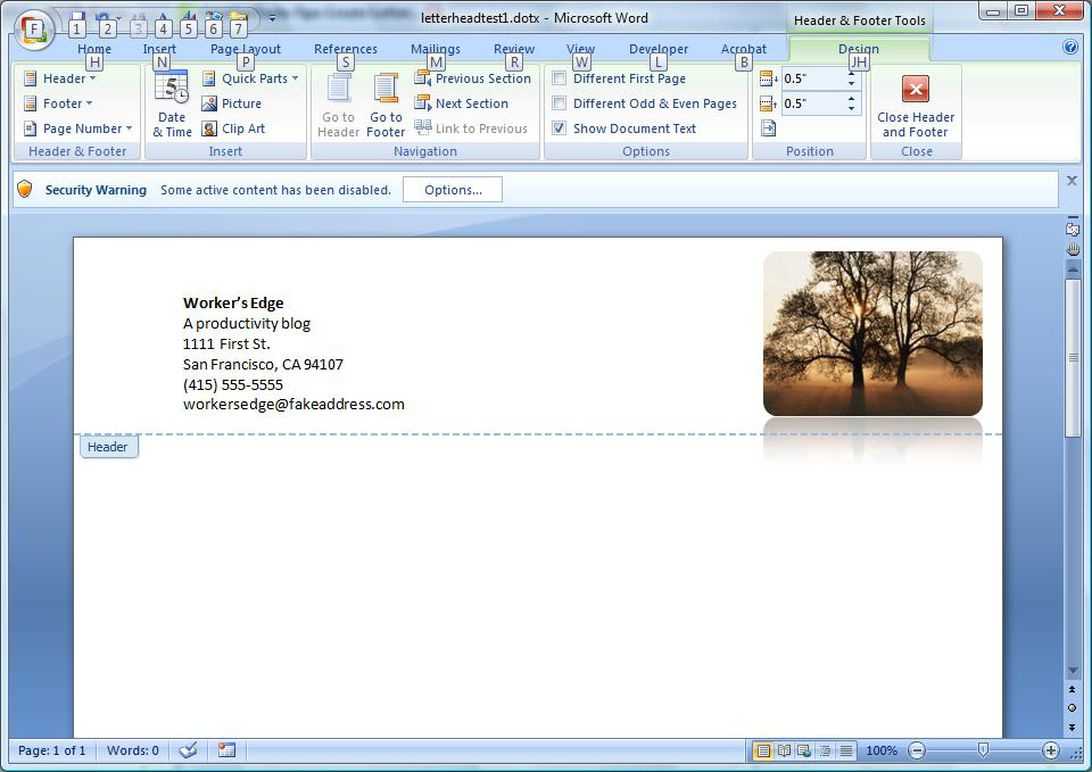 Create A Letterhead Template In Microsoft Word – Cnet Within Header Templates For Word