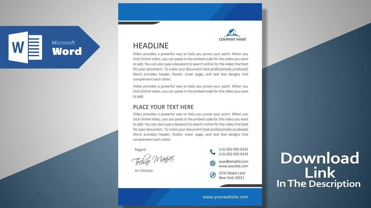 Create A Modern Professional Letterhead | Free Template | Ms Word  Letterhead Tutorial Version 2.0 Within Headed Letter Template Word