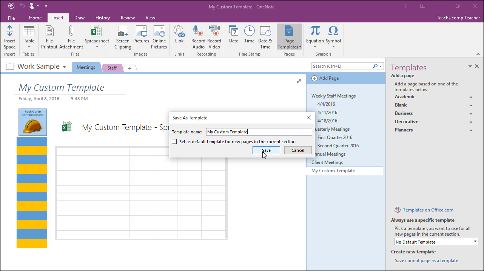 Create A Template In Onenote – Tutorial – Teachucomp, Inc. For Creating Word Templates 2013