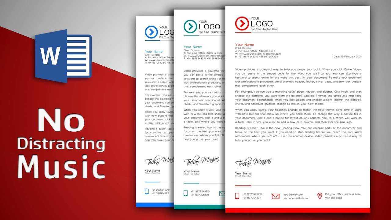 Create Modern Letterhead In Ms Word | No Distracting Music | Free Template Regarding Header Templates For Word