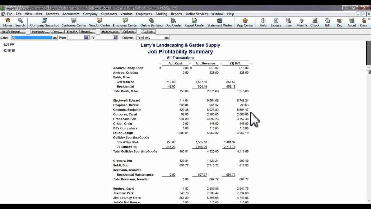 Creating Job Cost Reports In Quickbooks Throughout Quick Book Reports Templates