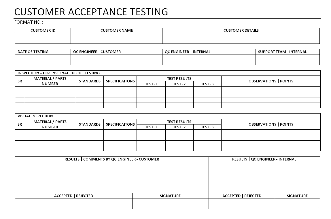 Customer Acceptance Testing - Intended For Acceptance Test Report Template