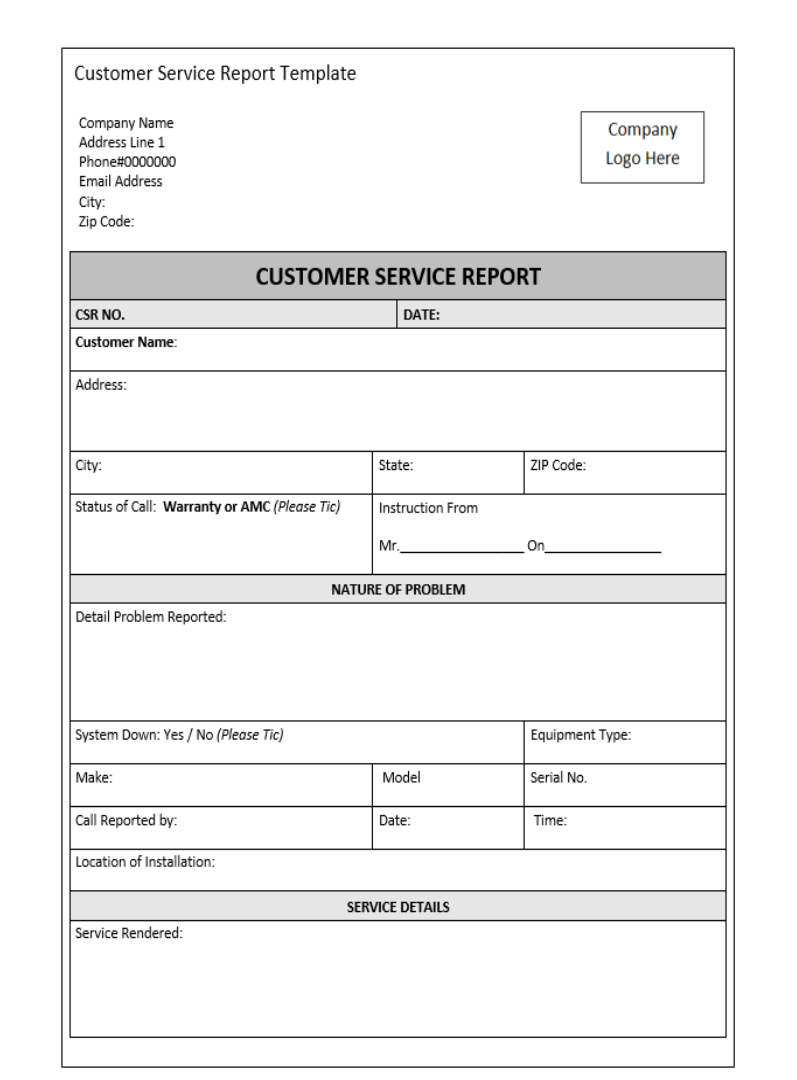 Customer Service Report Template – Excel Word Templates Pertaining To Sales Call Reports Templates Free