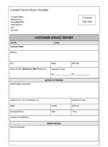 Customer Service Report Template - Falep.midnightpig.co within Technical Support Report Template