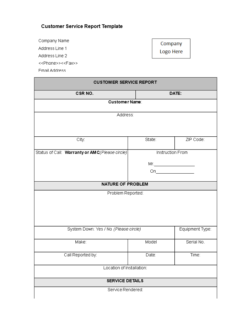Customer Service Report Template | Templates At Throughout Customer Contact Report Template