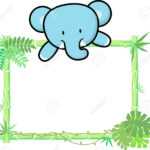 Cute Baby Elephant On Blank Board With Bamboo Frame Isolated.. For Blank Elephant Template