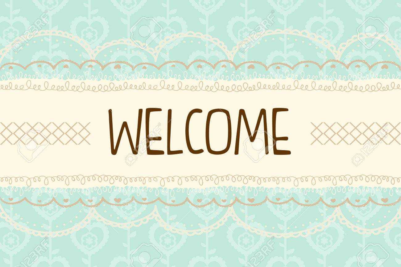 Cute Pastel Mint And Yellow With Laces Welcome Background Banner.. In Welcome Banner Template
