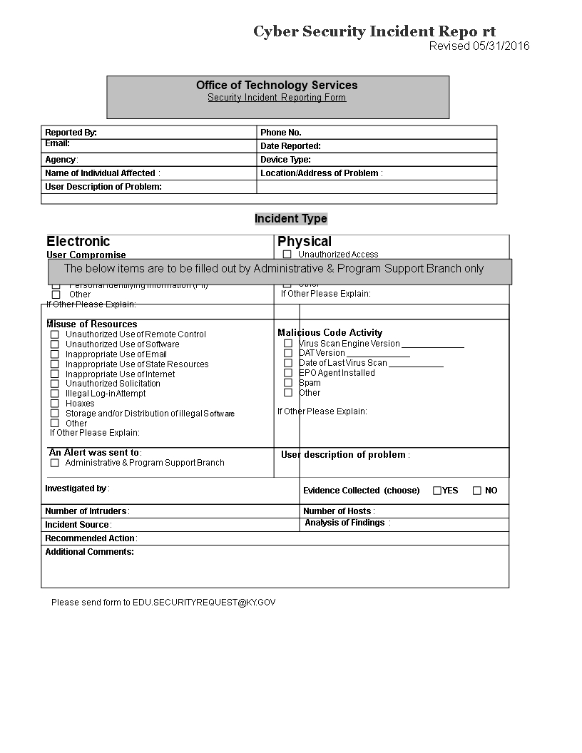 Cyber Security Incident Report Template | Templates At Intended For Incident Report Log Template