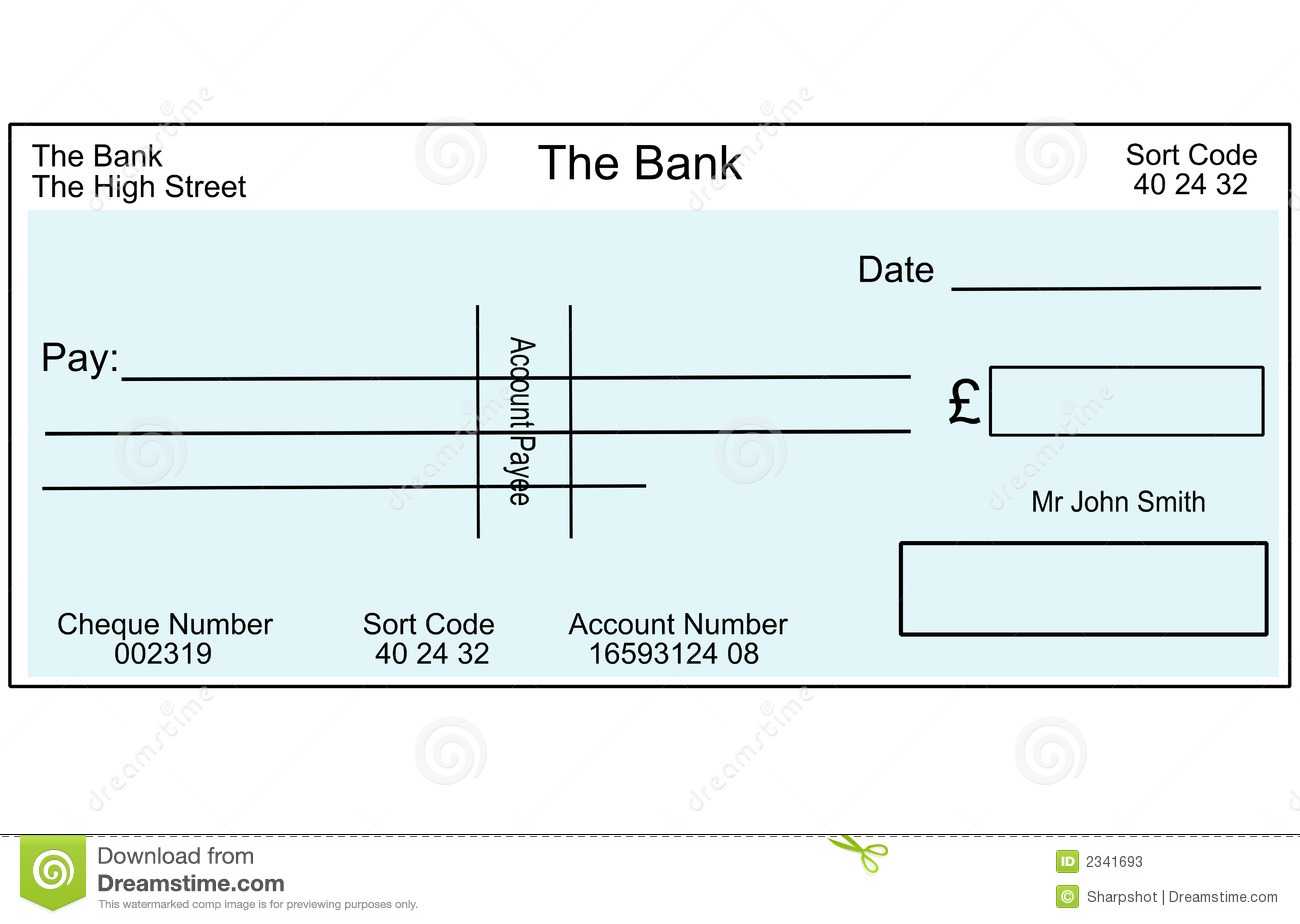 Пустой Великобританский Банковский Счет Иллюстрация Штока Pertaining To Blank Cheque Template Uk