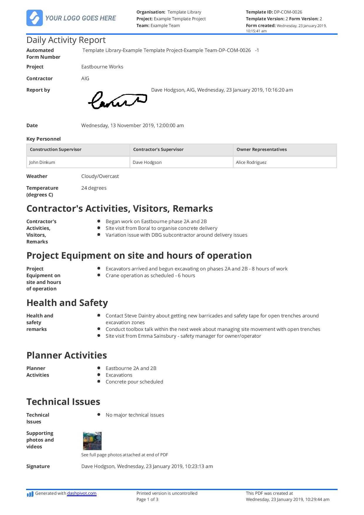 Daily Activity Report Template [Free And Better Than Excel Pertaining To Activity Report Template Word