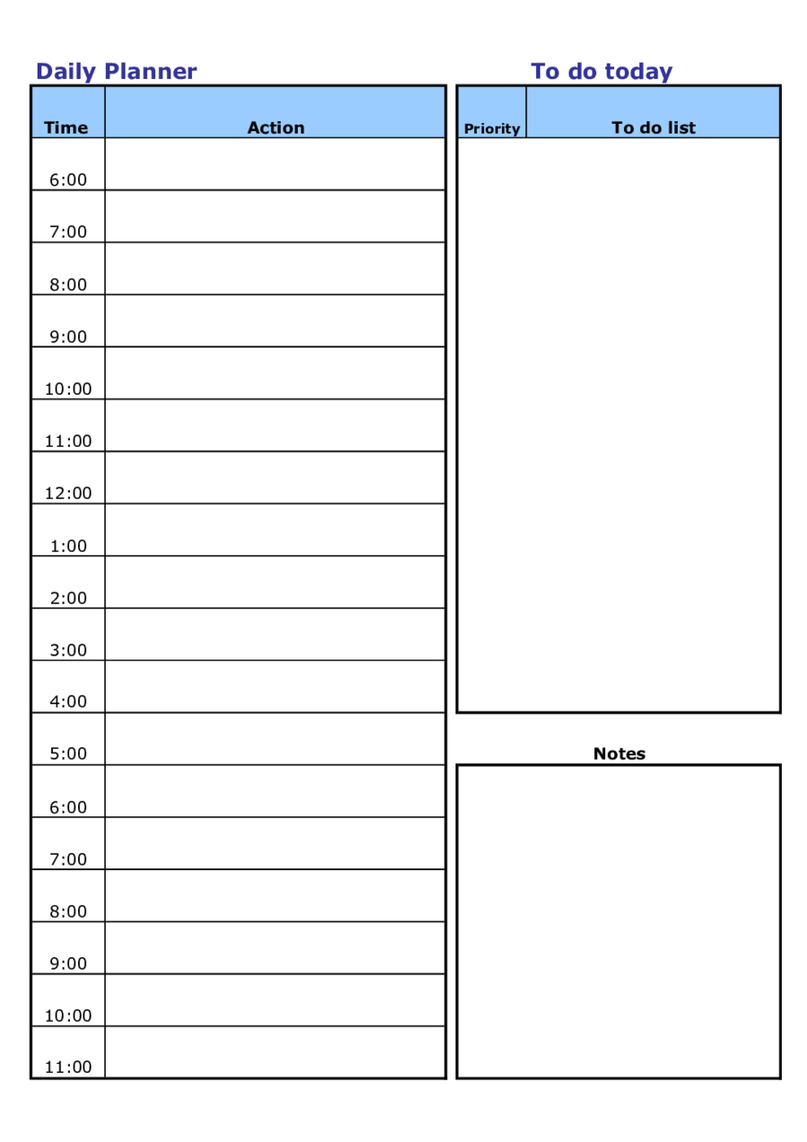 Daily Schedule Template New Blank – Edit, Fill, Sign Online Within Printable Blank Daily Schedule Template