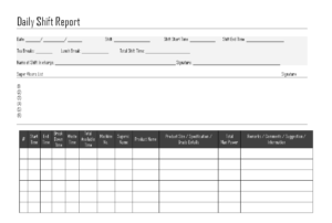 Daily Shift Report - pertaining to Shift Report Template