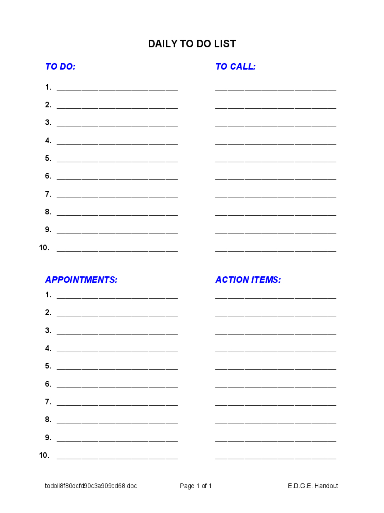 Daily To Do List Template – 5 Free Templates In Pdf, Word Pertaining To Daily Task List Template Word