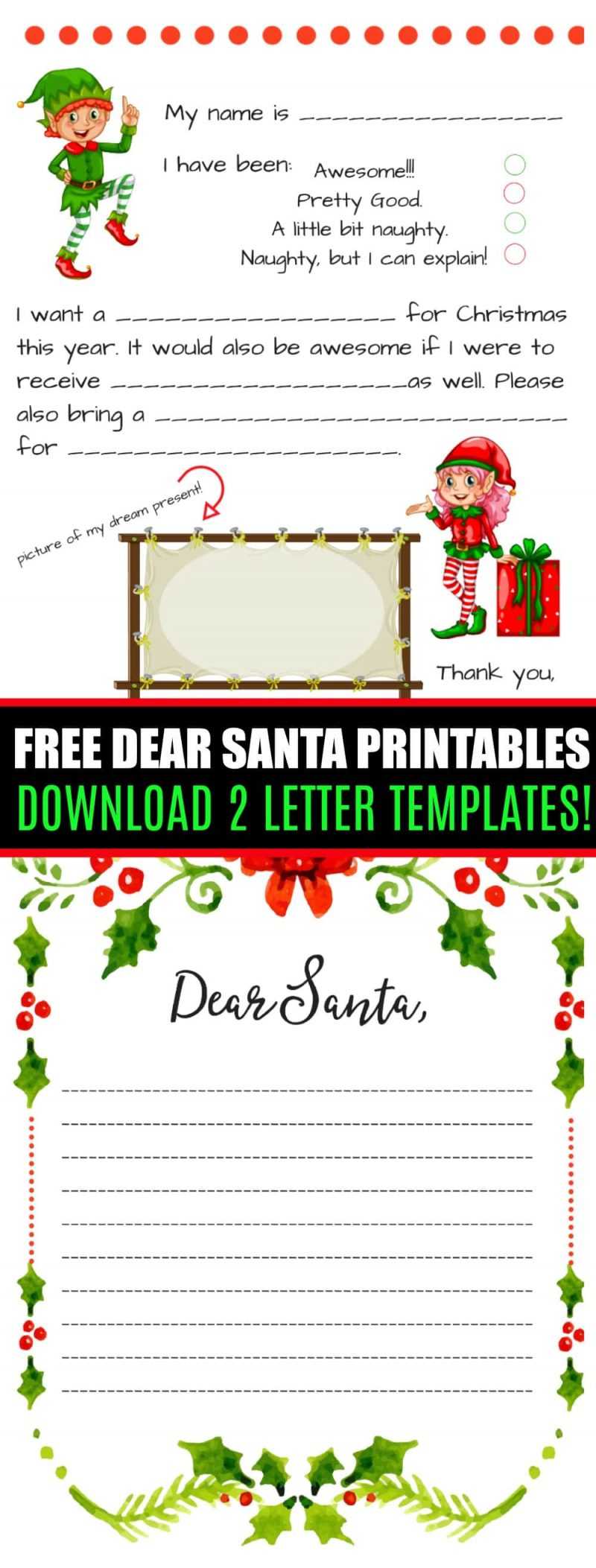 Dear Santa Fill In Letter Template – With Blank Letter From Santa Template