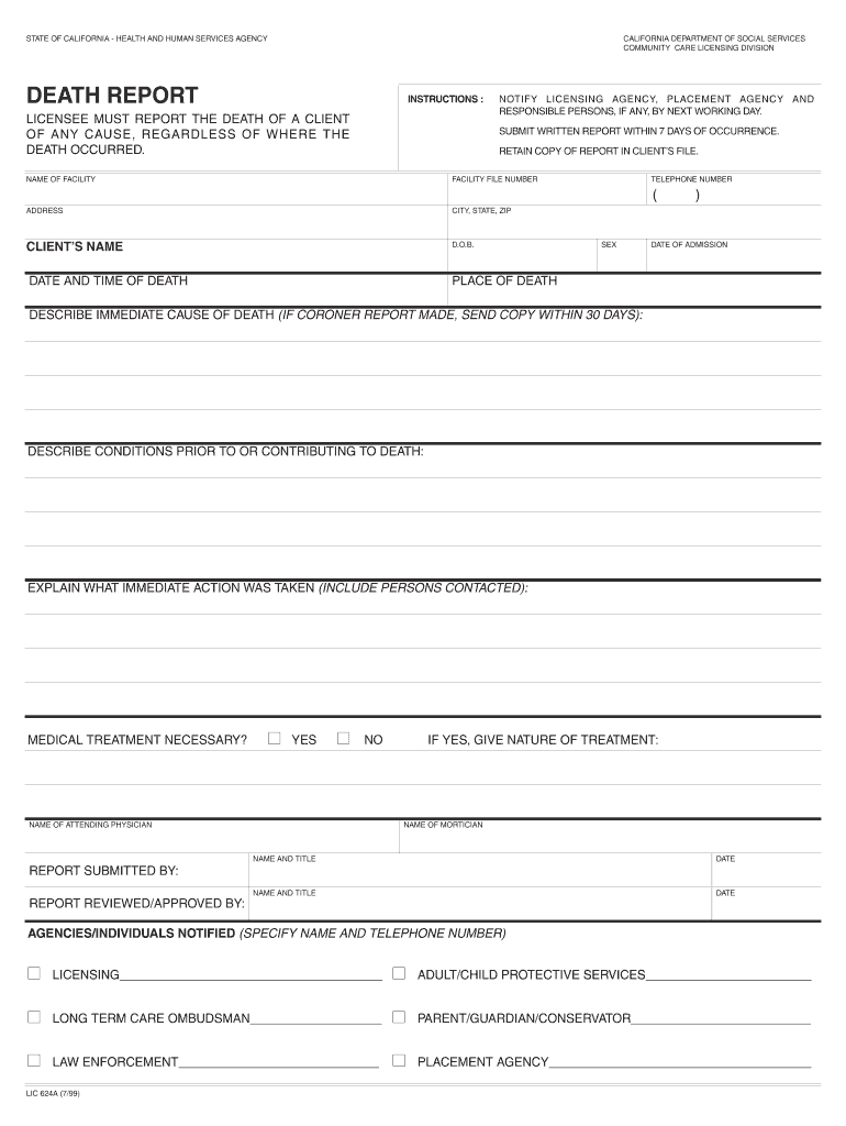 Death Report Form – Fill Out And Sign Printable Pdf Template | Signnow In Hurt Feelings Report Template