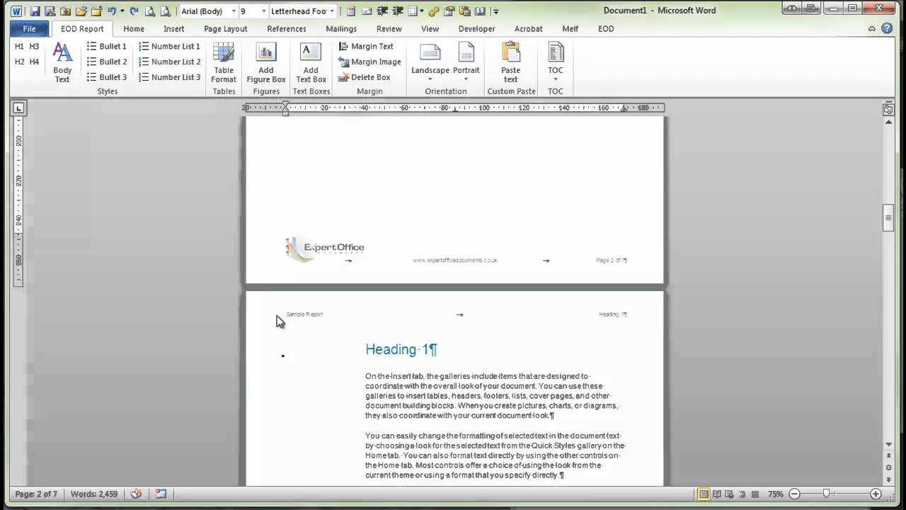 Demonstration Of Word Report Template Intended For How To Insert Template In Word