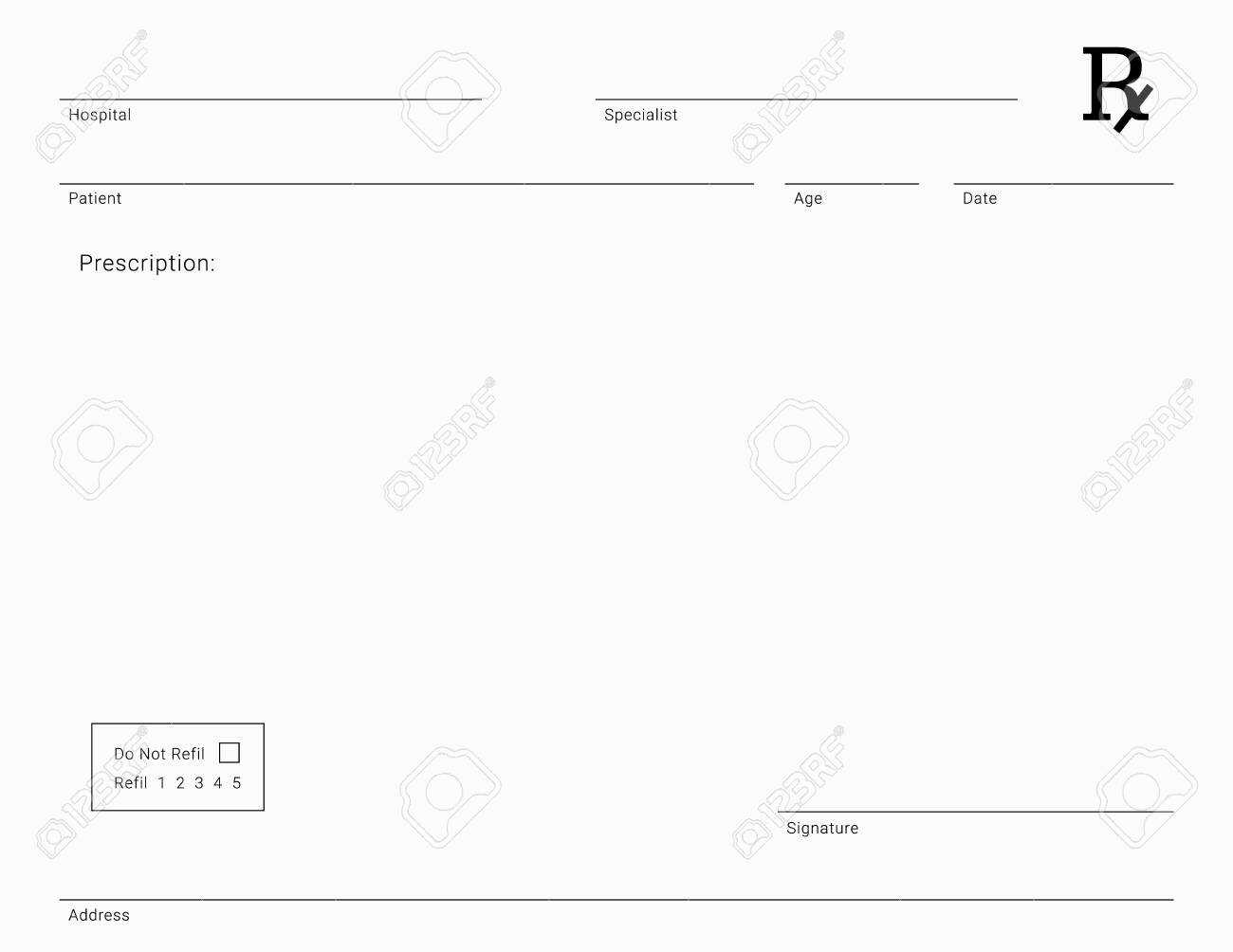 Doctor's Rx Pad Template. Blank Medical Prescription Form. With Blank Prescription Pad Template