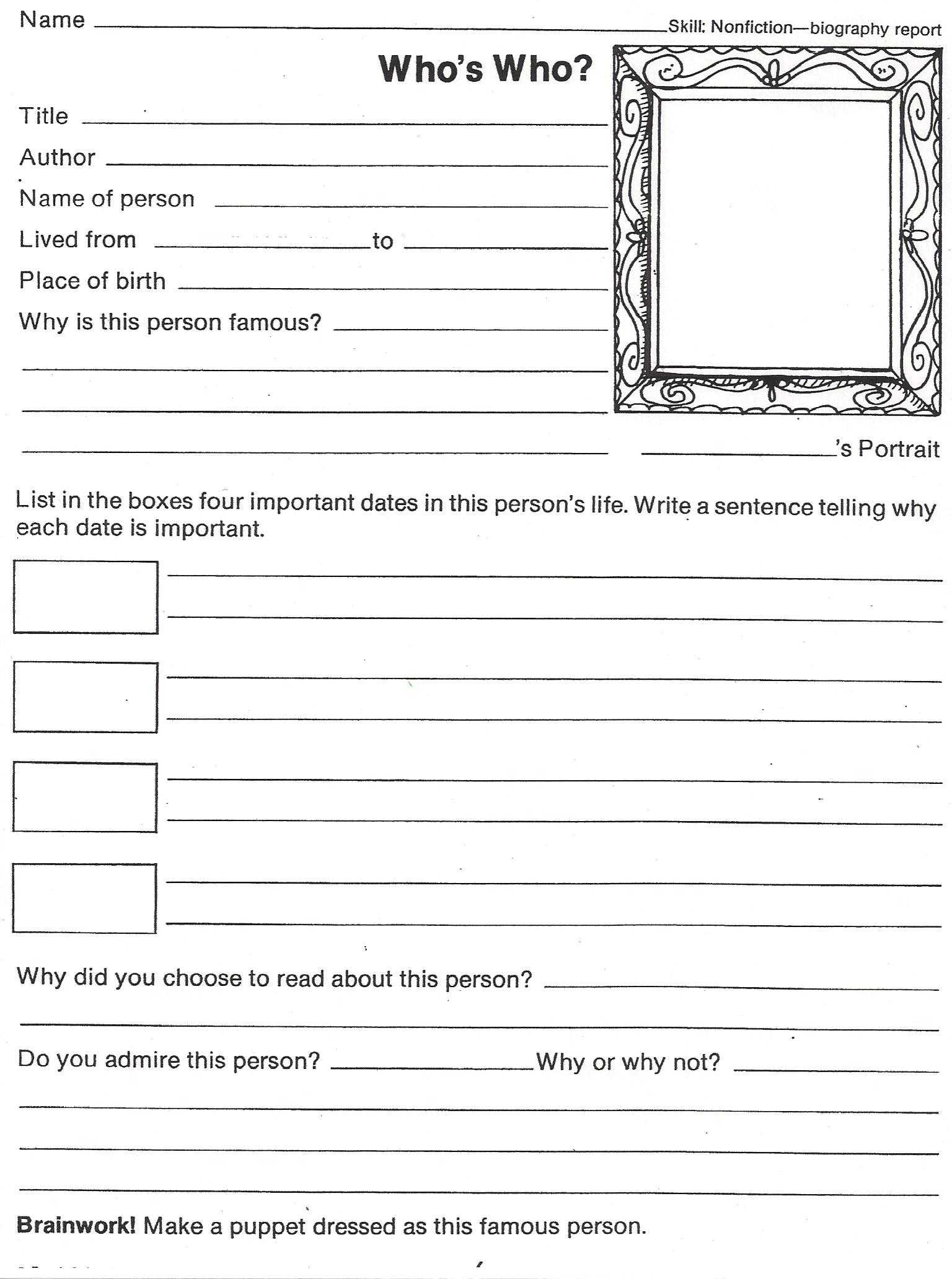 Dol Worksheets For 3Rd Grade | Printable Worksheets And Inside Biography Book Report Template