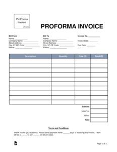 Download A Proforma Invoice For 2019 | Template Samples regarding Free Proforma Invoice Template Word
