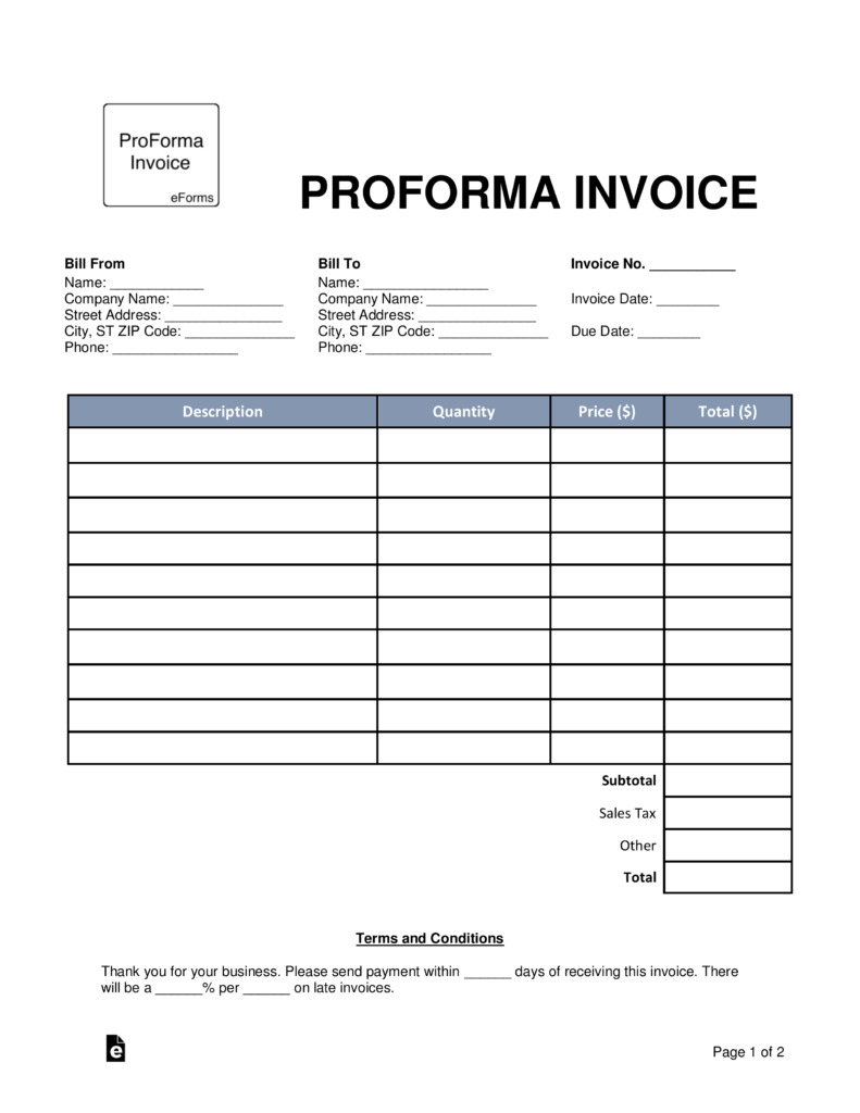 Download A Proforma Invoice For 2019 | Template Samples Regarding Free Proforma Invoice Template Word