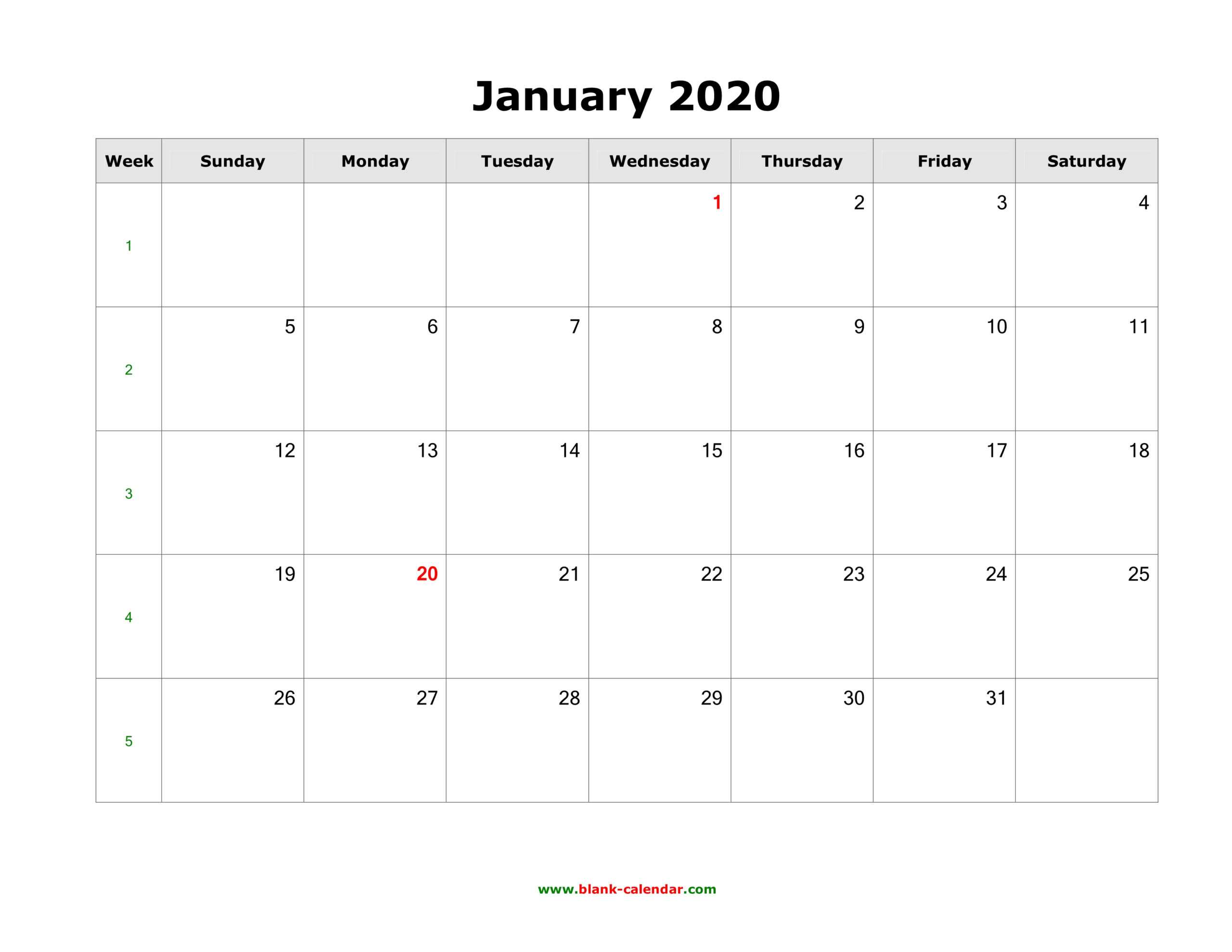 Download Blank Calendar 2020 (12 Pages, One Month Per Page Intended For Blank One Month Calendar Template